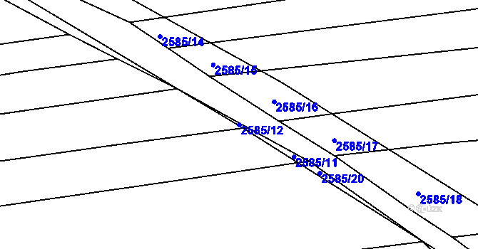 Parcela st. 2585/12 v KÚ Radětice u Bechyně, Katastrální mapa