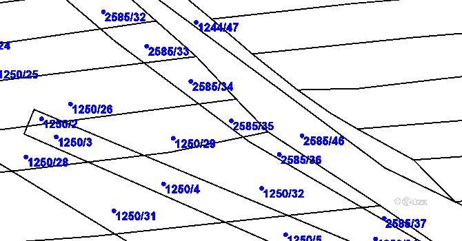Parcela st. 2585/35 v KÚ Radětice u Bechyně, Katastrální mapa