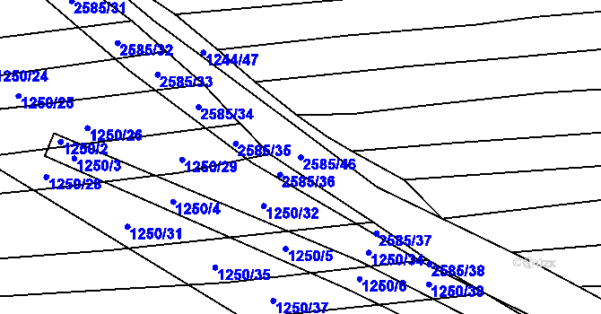 Parcela st. 2585/46 v KÚ Radětice u Bechyně, Katastrální mapa