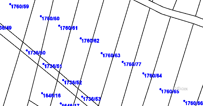 Parcela st. 1760/63 v KÚ Radětice u Bechyně, Katastrální mapa