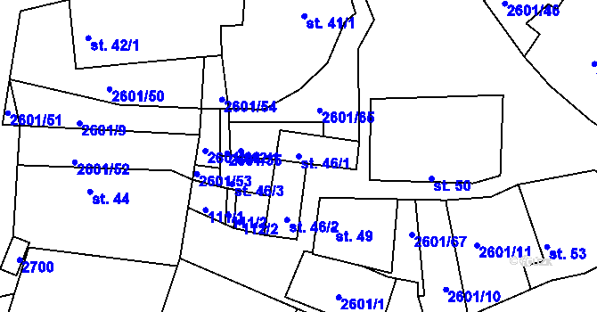 Parcela st. 46/1 v KÚ Radětice u Bechyně, Katastrální mapa