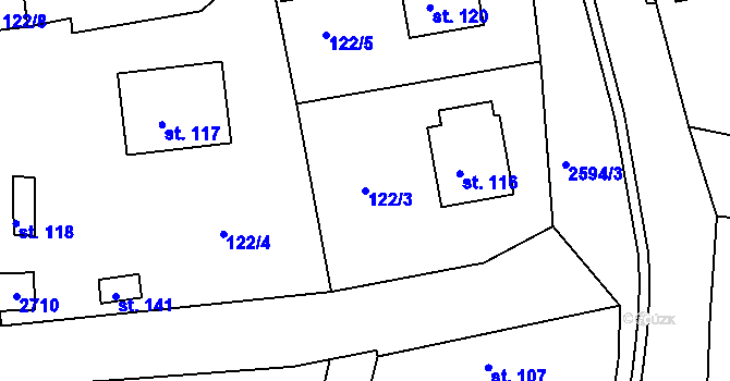 Parcela st. 122/3 v KÚ Radětice u Bechyně, Katastrální mapa