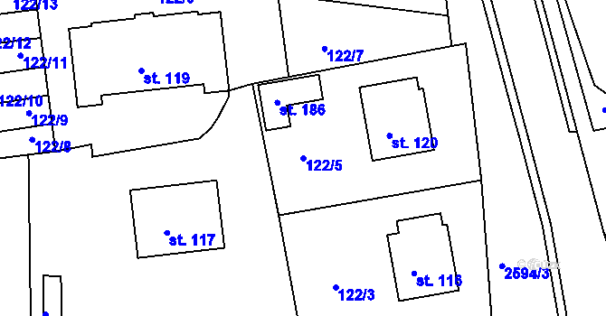 Parcela st. 122/5 v KÚ Radětice u Bechyně, Katastrální mapa