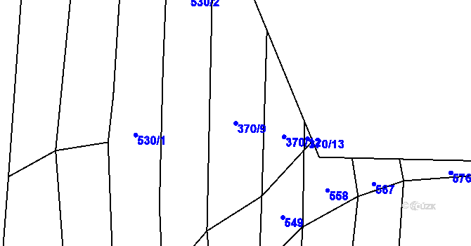 Parcela st. 370/9 v KÚ Radětice u Bechyně, Katastrální mapa