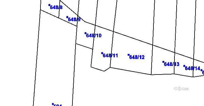 Parcela st. 648/11 v KÚ Radětice u Bechyně, Katastrální mapa