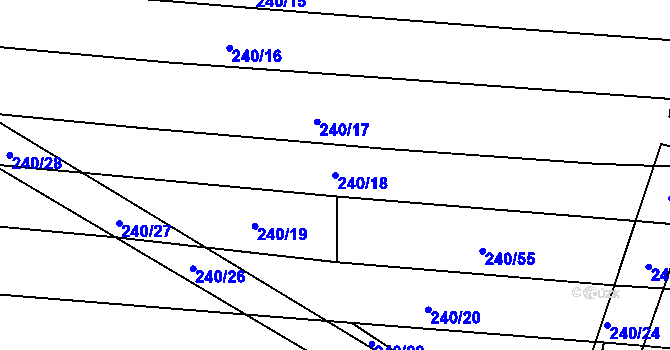 Parcela st. 240/18 v KÚ Radětice u Bechyně, Katastrální mapa