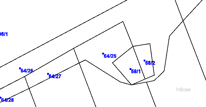 Parcela st. 64/25 v KÚ Libotyně, Katastrální mapa