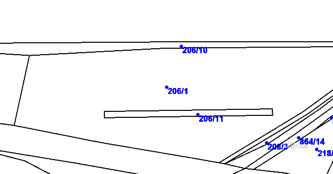 Parcela st. 206/1 v KÚ Libotyně, Katastrální mapa