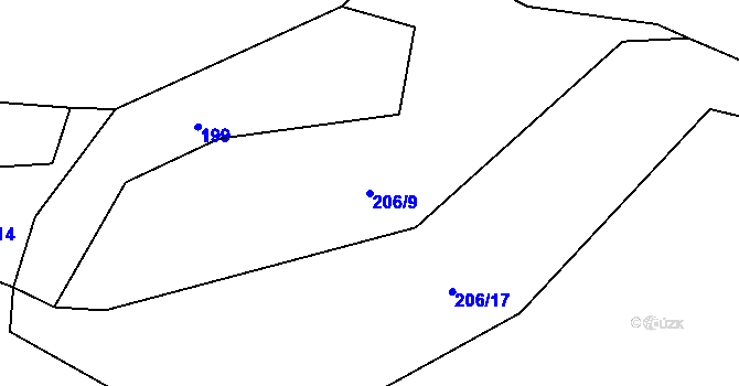 Parcela st. 206/9 v KÚ Libotyně, Katastrální mapa