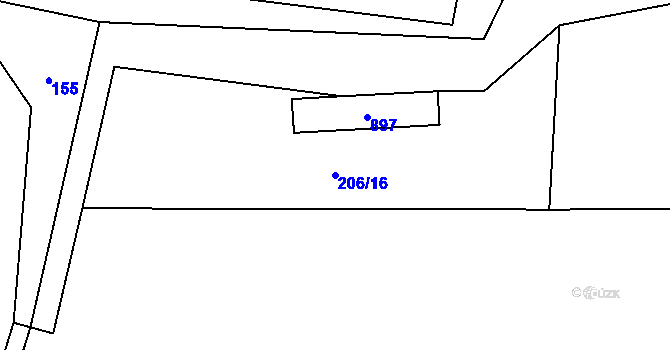 Parcela st. 206/16 v KÚ Libotyně, Katastrální mapa