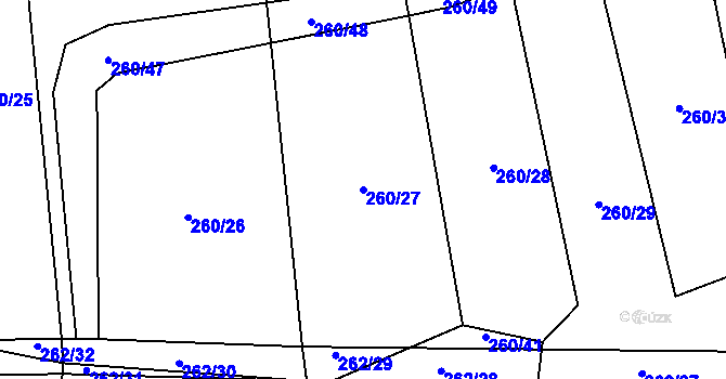 Parcela st. 260/27 v KÚ Libotyně, Katastrální mapa