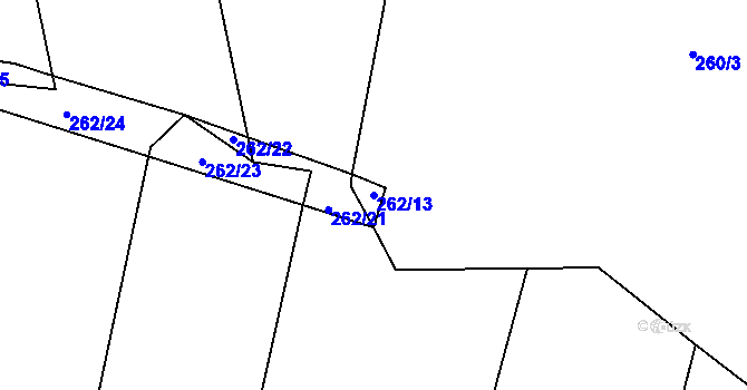 Parcela st. 262/13 v KÚ Libotyně, Katastrální mapa