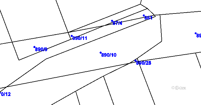 Parcela st. 890/10 v KÚ Libotyně, Katastrální mapa