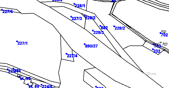 Parcela st. 890/27 v KÚ Libotyně, Katastrální mapa
