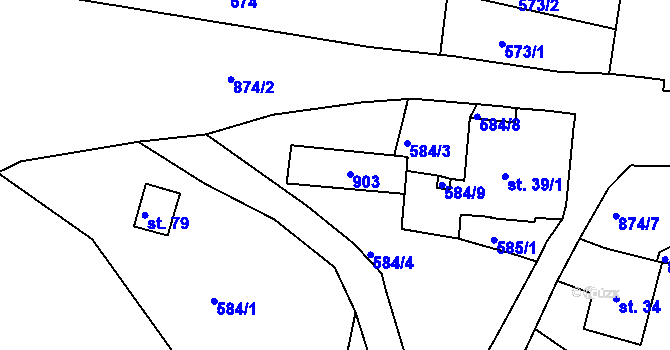 Parcela st. 40 v KÚ Lštění u Radhostic, Katastrální mapa
