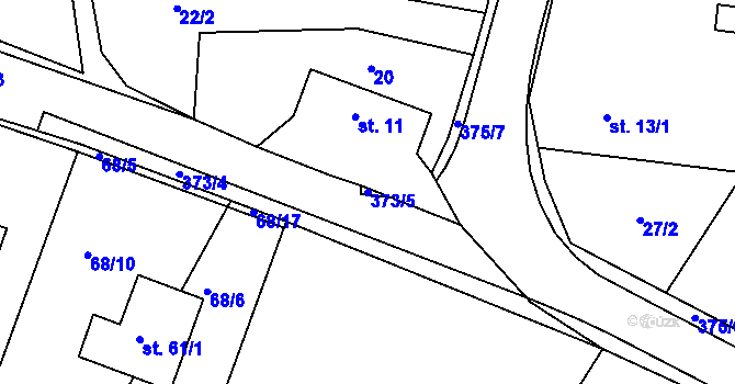 Parcela st. 373/5 v KÚ Radhošť, Katastrální mapa