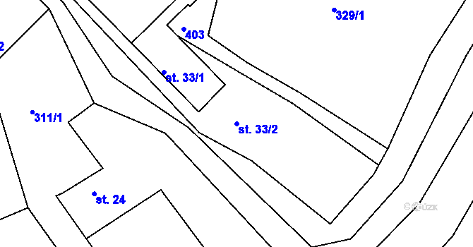 Parcela st. 33/2 v KÚ Radhošť, Katastrální mapa