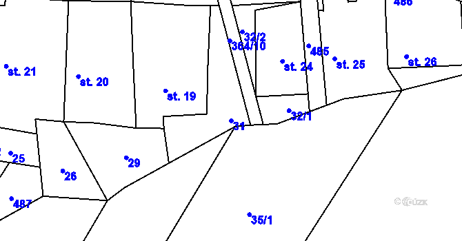 Parcela st. 31 v KÚ Radhošť, Katastrální mapa