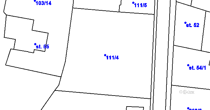 Parcela st. 111/4 v KÚ Radhošť, Katastrální mapa