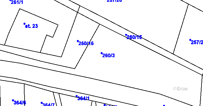 Parcela st. 260/3 v KÚ Radhošť, Katastrální mapa