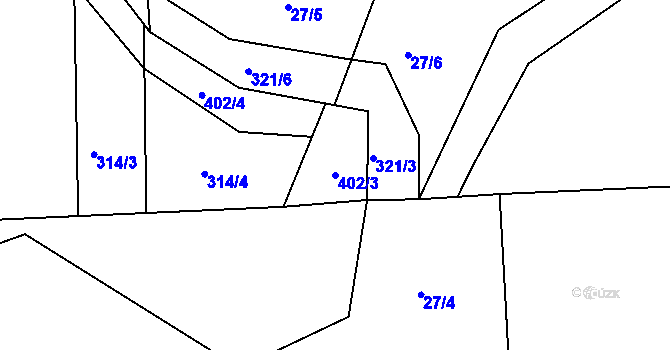 Parcela st. 402/3 v KÚ Radhošť, Katastrální mapa