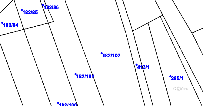Parcela st. 182/102 v KÚ Radhošť, Katastrální mapa