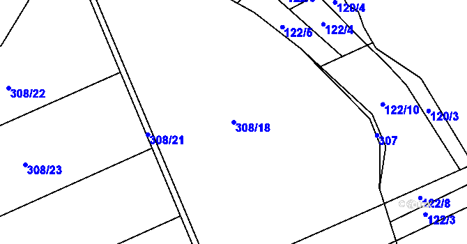 Parcela st. 308/18 v KÚ Radhošť, Katastrální mapa