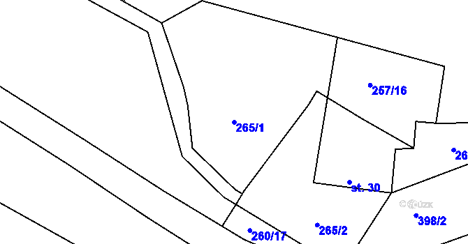 Parcela st. 265/1 v KÚ Radhošť, Katastrální mapa