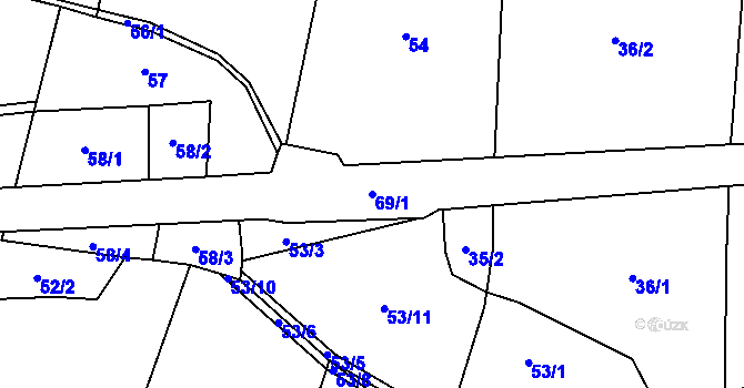 Parcela st. 69/1 v KÚ Sedlíšťka, Katastrální mapa