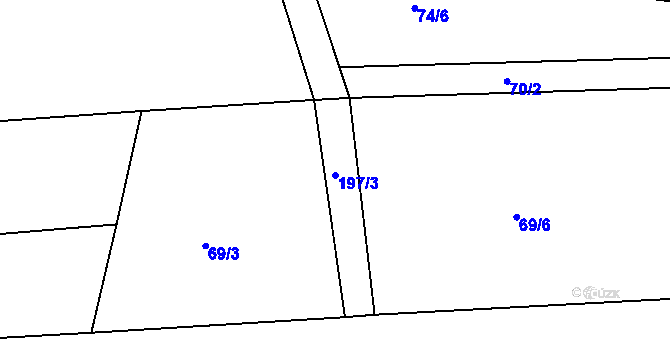 Parcela st. 197/3 v KÚ Sedlíšťka, Katastrální mapa