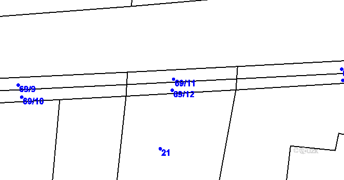 Parcela st. 69/12 v KÚ Sedlíšťka, Katastrální mapa