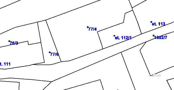 Parcela st. 112/2 v KÚ Radíč, Katastrální mapa