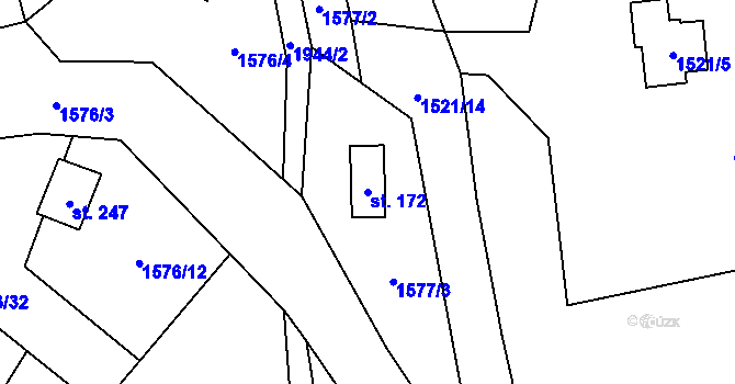 Parcela st. 172 v KÚ Radíč, Katastrální mapa