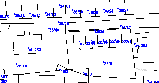 Parcela st. 227/4 v KÚ Radíč, Katastrální mapa