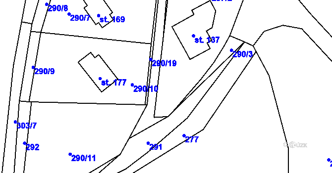 Parcela st. 290/14 v KÚ Radíč, Katastrální mapa