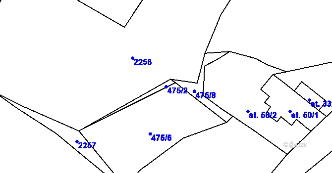 Parcela st. 475/2 v KÚ Radíč, Katastrální mapa