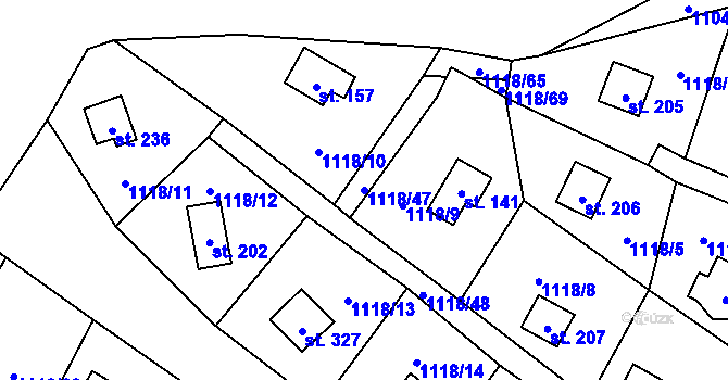 Parcela st. 1118/47 v KÚ Radíč, Katastrální mapa