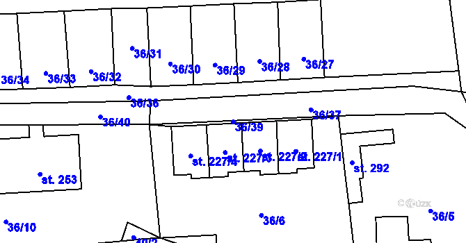 Parcela st. 36/39 v KÚ Radíč, Katastrální mapa