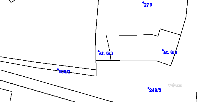 Parcela st. 6/3 v KÚ Milčeves, Katastrální mapa