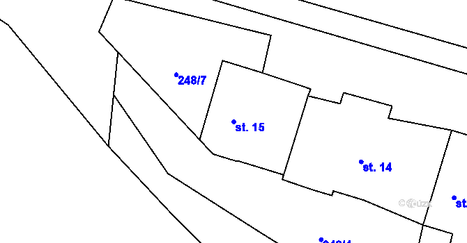 Parcela st. 15 v KÚ Milčeves, Katastrální mapa