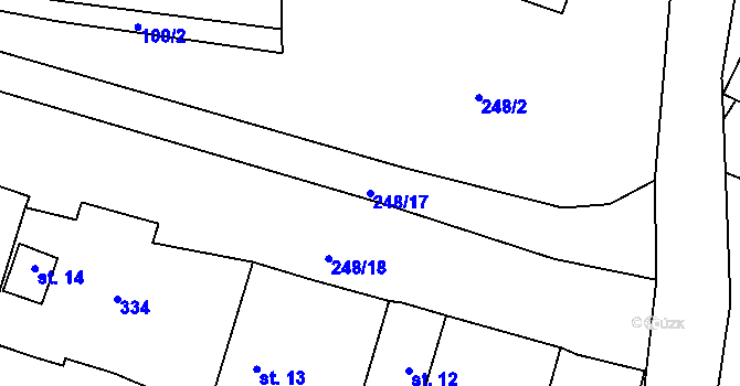 Parcela st. 248/17 v KÚ Milčeves, Katastrální mapa