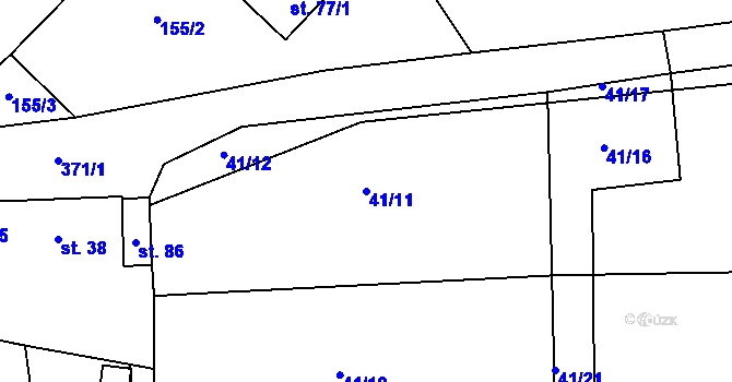 Parcela st. 41/11 v KÚ Radíčeves, Katastrální mapa