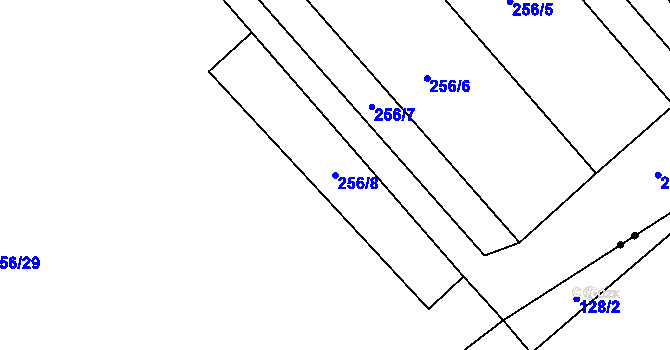 Parcela st. 256/8 v KÚ Radíčeves, Katastrální mapa