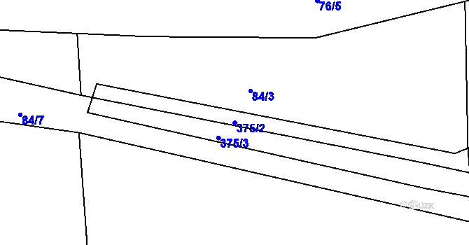 Parcela st. 375/2 v KÚ Radíčeves, Katastrální mapa