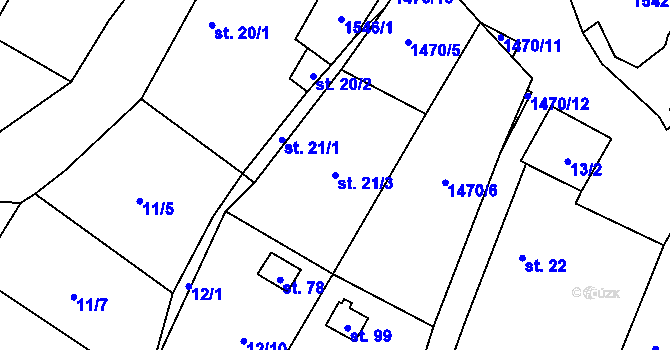 Parcela st. 21/3 v KÚ Dolní Radíkov, Katastrální mapa