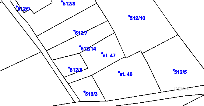 Parcela st. 47 v KÚ Dolní Radíkov, Katastrální mapa