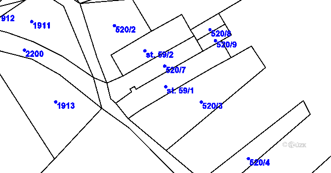 Parcela st. 59/1 v KÚ Dolní Radíkov, Katastrální mapa