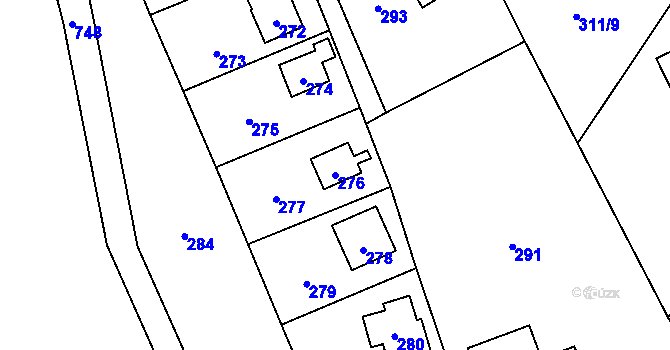 Parcela st. 276 v KÚ Radíkov u Olomouce, Katastrální mapa