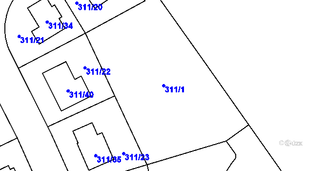 Parcela st. 311/1 v KÚ Radíkov u Olomouce, Katastrální mapa