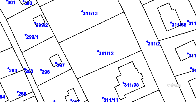 Parcela st. 311/12 v KÚ Radíkov u Olomouce, Katastrální mapa
